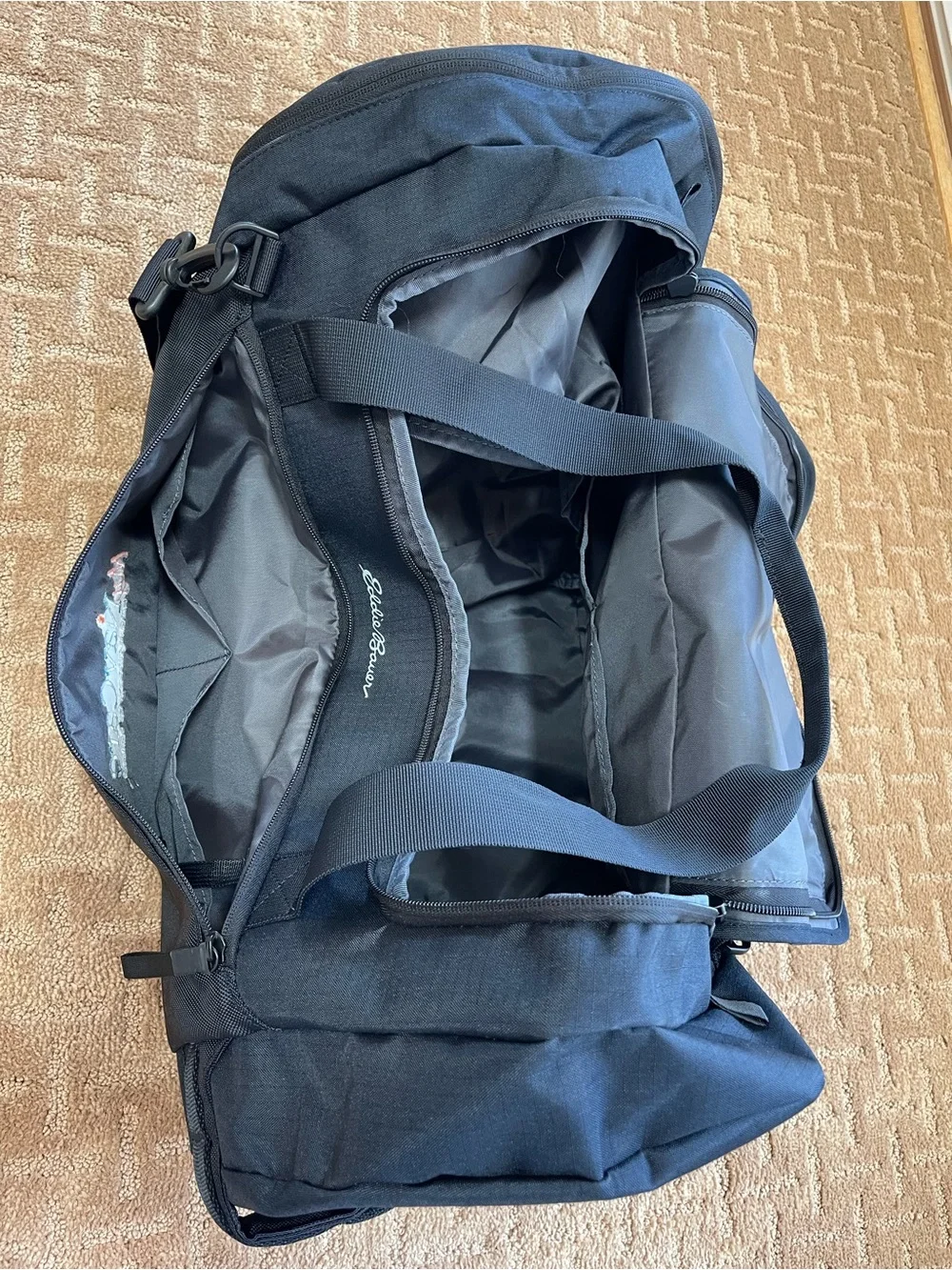 Eddie Bauer Black Duffel Bag with MyNavCare Embroidery